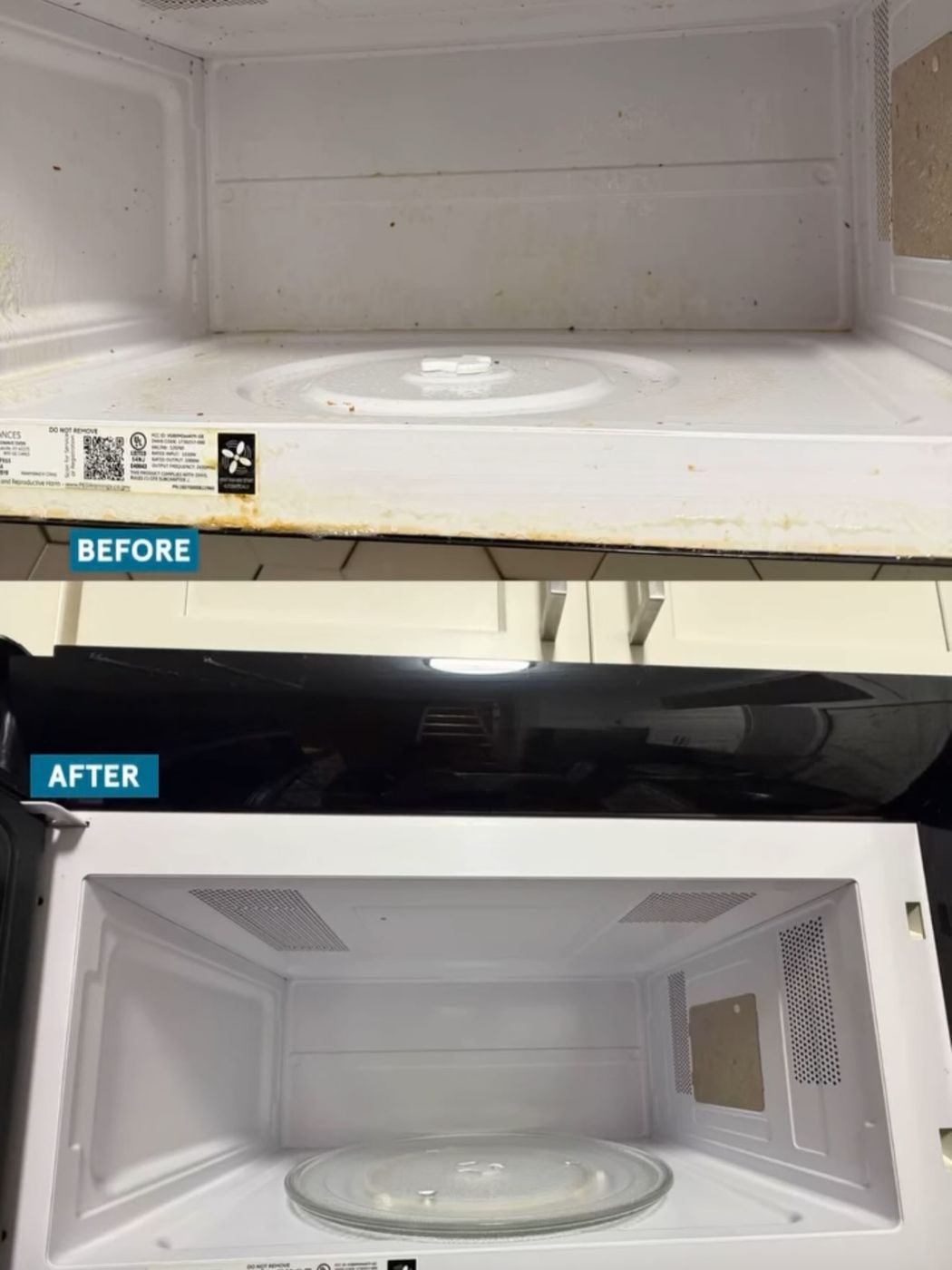 The details we clean: inside the microwave, before and after